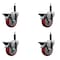 Service Caster 4'' Red Poly Swivel 3/4'' Expanding Stem Caster Set with Brake, 4PK SCC-EX20S414-PPUB-RED-PLB-34-4 - alternate 1